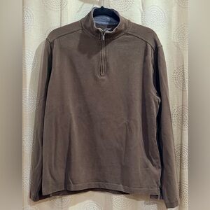 J. Crew Men's Dark Brown Zip-Up Sweater - Sueded Jersey - large